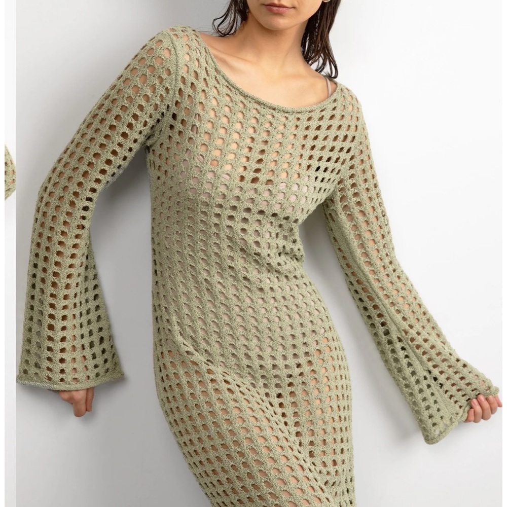 MIDI OPEN KNIT SWIMSUIT COVERUP DRESS - Picture 5 of 5